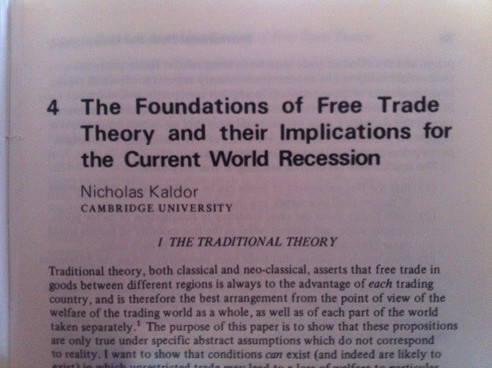 Nicholas Kaldor On Free Trade